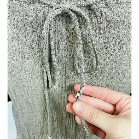 (VTG) CITY TRIANGLES • Sand/Brown Velvet Trim Button Long Sleeve Mini Dress, 7 - Picture 10 of 16